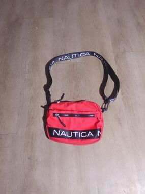 Nautica Red Logo Crossbody Belt Bag with Black Strap
